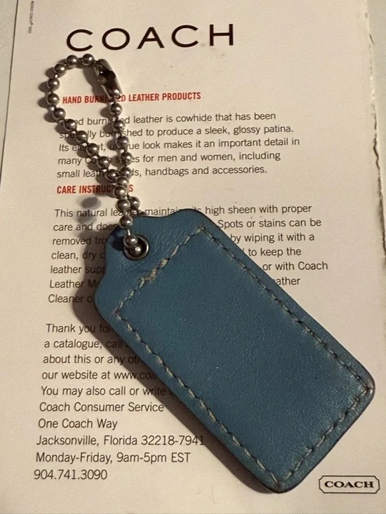Coach Tan Leather Hangtag with Blue - Picture 5 of 6
